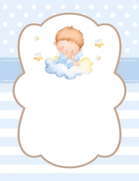 Baby Shower Card Con Simpatico Bambino Ciuccio — Vettoriale Stock