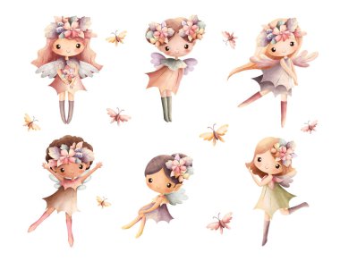 set of cute fairy fairy characters. vector illustration.  clipart