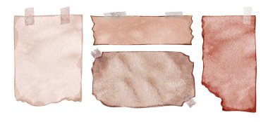 Scapbook eski kağıt notları ve bandın suluboya çizimi