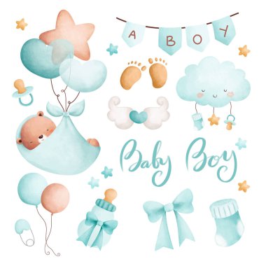 Erkek bebek için suluboya çizim seti