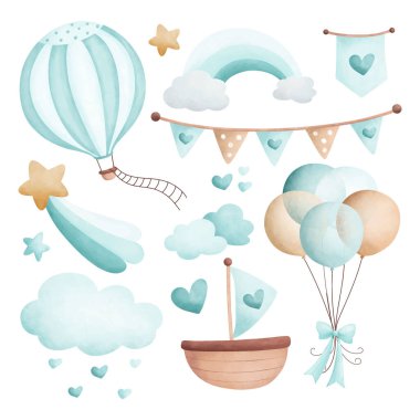 Erkek bebek için suluboya çizim seti