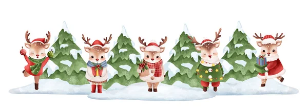 Різдвяний Олень Снігу Векторна Різдвяна Ілюстрація — стоковий вектор