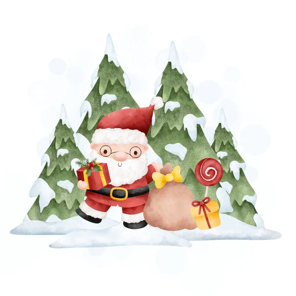 Cute Santa Claus Bag Gifts — Stock Vector