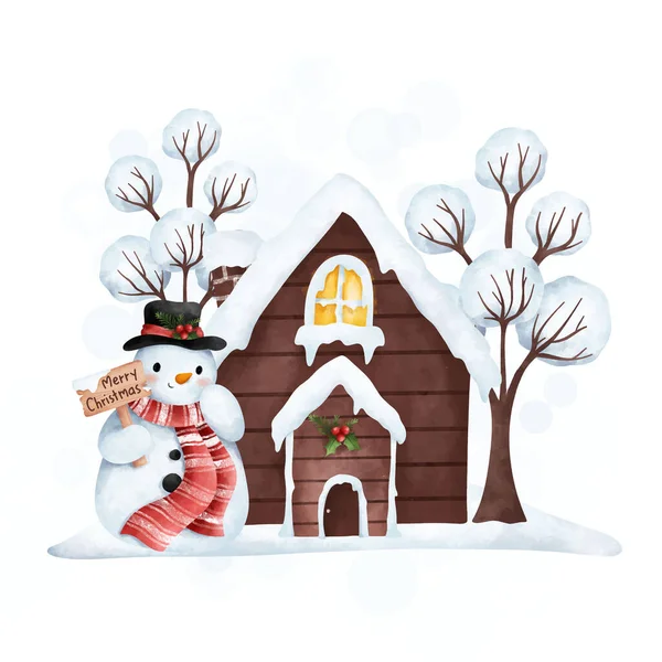 Christmas Greeting Card Snowman — Stock Vector