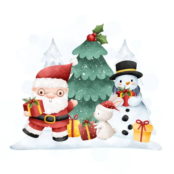 クリスマスツリー スノーマン クリスマスの装飾 — ストックベクタ