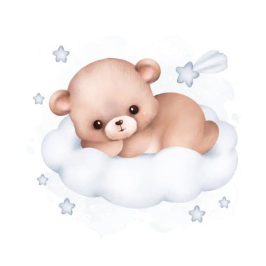 Suluboya Oyuncak Ayı Yıldızlarla Bulutlarda