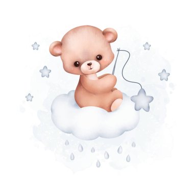 Suluboya Oyuncak Ayı Yıldızlarla Bulutlarda