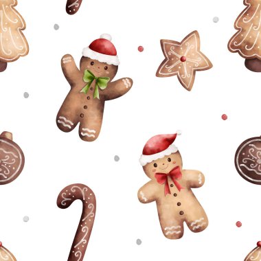 Zencefilli kurabiyeli suluboya desen, Noel ağacı dalları