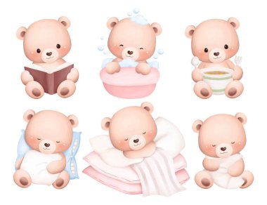Tatlı Bebek Oyuncak Ayılar 'ın suluboya çizimi