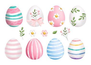 Paskalya Yumurtaları ve Çiçekleri 'nin suluboya çizimi