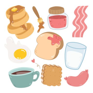 Breakfast Doodle Clipart seti
