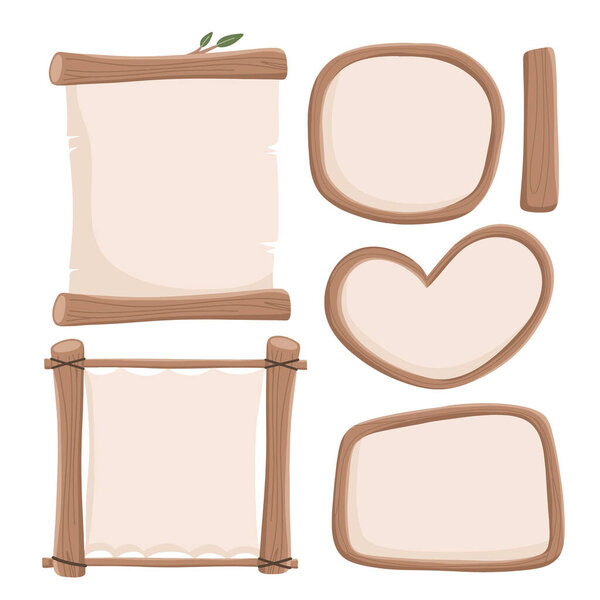 Set of Wooden Board Clipart
