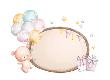 Oyuncak Ayı ve Balonlu Tahta Tahta Tahta Resimler