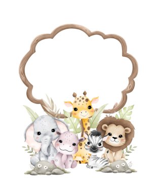 Safari Hayvanları ve Ahşap Çerçevenin Resmedilmesi