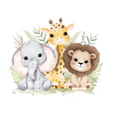 Safari Hayvanları ve Tropikal Yaprakların Resmedilmesi