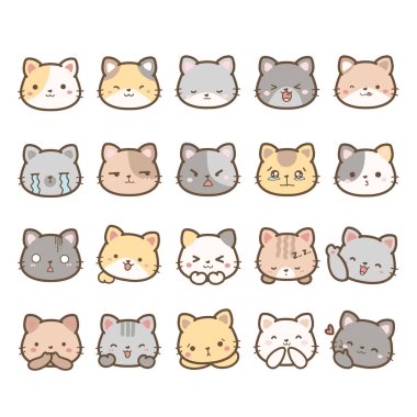 Sevimli Kediler Çizgi Filminin Doodle Seti