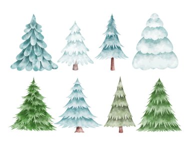 Noel Ağacının Suluboya Çizimleri