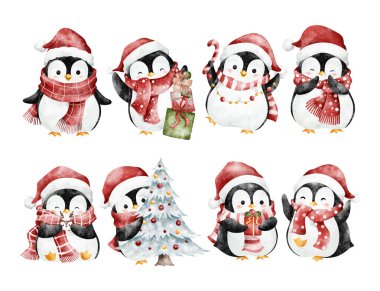 Noel Penguenleri Suluboya Çizimleri