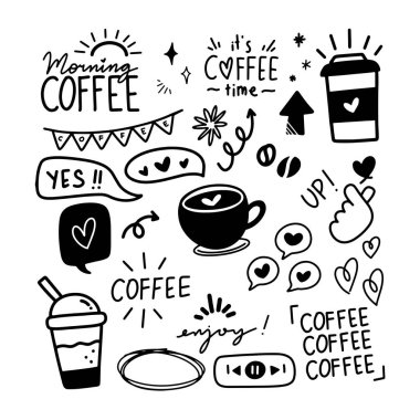 Doodle Kahve ve Kafe Elementleri