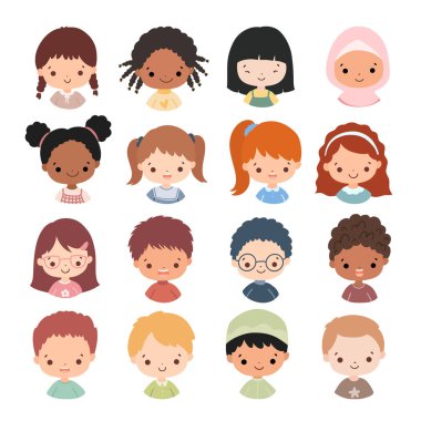 Doodle Çocuk Yüzlü Karakterler