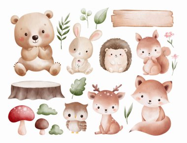 Woodland Hayvanları ve Doğa Elementleri Seti