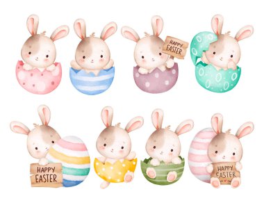 Renkli Yumurta İçinde Paskalya Tavşanı Seti