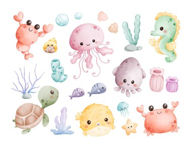 Kawaii Deniz Hayvanları ve Mercan Resimleri