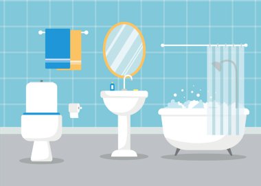 Modern banyo içi vektör illüstrasyonu.