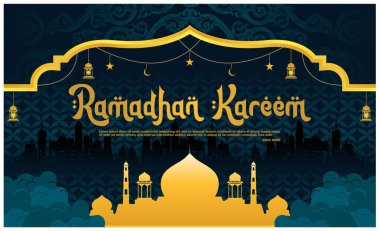 Marhaban ya ramadhan sosyal medya dekoratif elementlerle birlikte tasarım