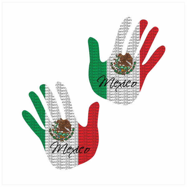 Ilustración Vectorial Dibujada Mano Con Patrón Bandera Mexicana Ideal Para — Vector de stock