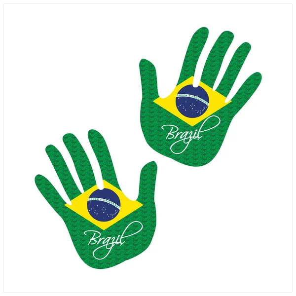 Handritad Vektor Illustration Med Brazil Flagga Mönster Bra För Affisch — Stock vektor