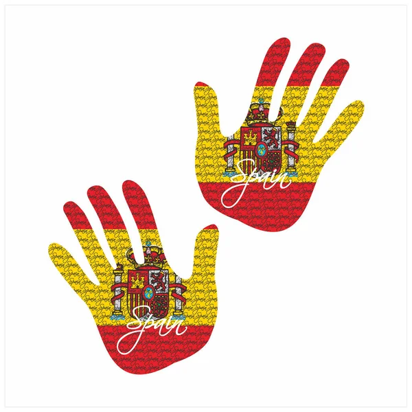 Ilustración Vectorial Dibujada Mano Con Patrón Bandera España Ideal Para — Vector de stock