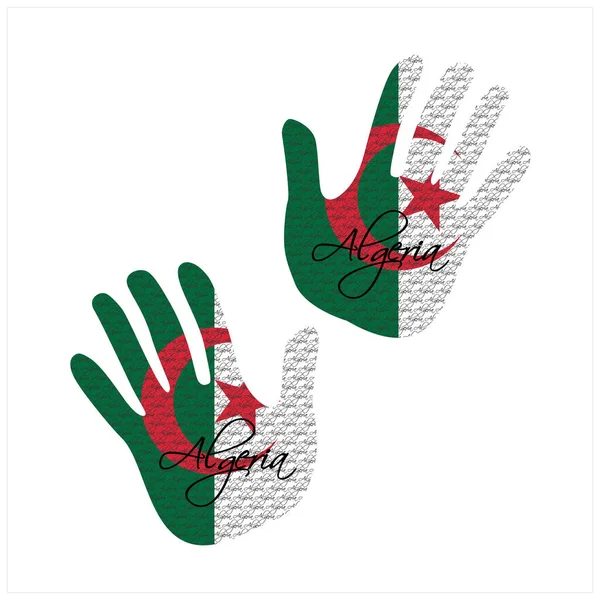 Illustration Vectorielle Dessinée Main Avec Motif Drapeau Algérie Idéal Pour — Image vectorielle
