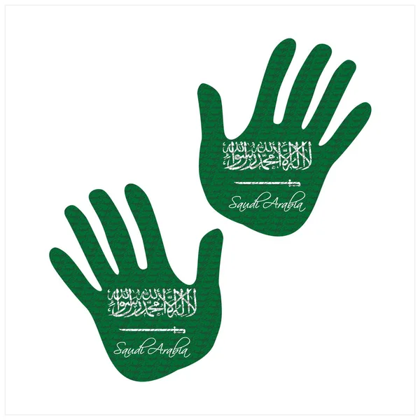 Ilustração Vetorial Desenhada Mão Com Padrão Bandeira Arábia Saudita Ótimo — Vetor de Stock