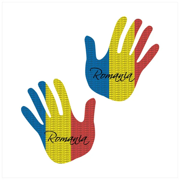 Ilustração Vetorial Desenhada Mão Com Padrão Bandeira Romania Ótimo Para — Vetor de Stock