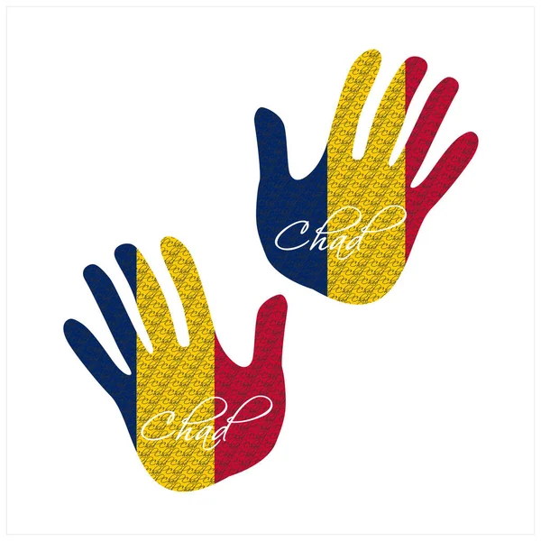 Ilustração Vetorial Desenhada Mão Com Padrão Bandeira Chad Ótimo Para — Vetor de Stock