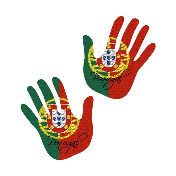 Handritad Vektor Illustration Med Portugal Flagga Mönster Bra För Affisch — Stock vektor