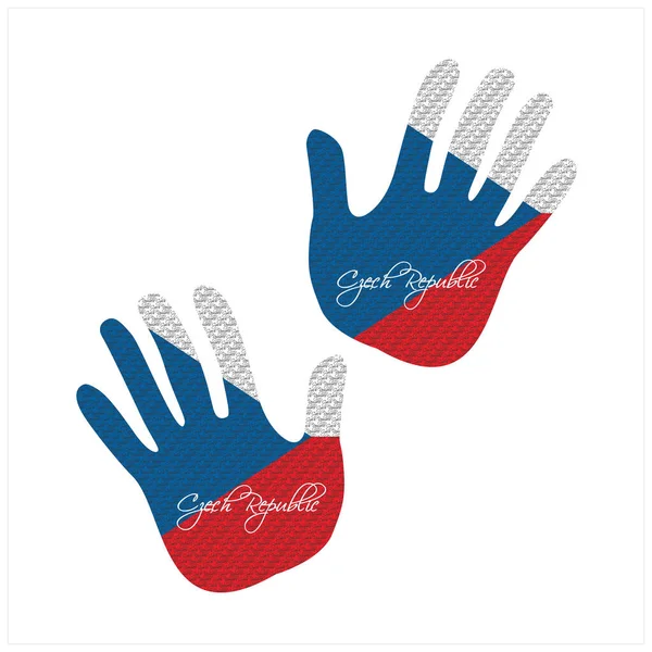 Ilustração Vetorial Desenhada Mão Com Padrão Bandeira República Checa Ótimo —  Vetores de Stock
