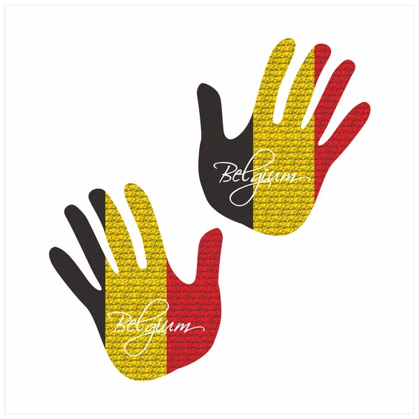 Ilustrasi Vektor Gambar Tangan Dengan Pola Bendera Belgium Bagus Untuk - Stok Vektor