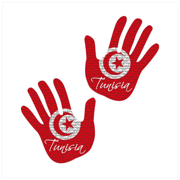 Handgetekende Vector Illustratie Met Tunisia Vlag Patroon Geweldig Voor Poster — Stockvector