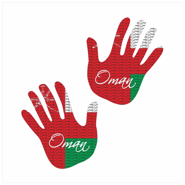 Ilustración Vectorial Dibujada Mano Con Patrón Bandera Oman Ideal Para — Archivo Imágenes Vectoriales