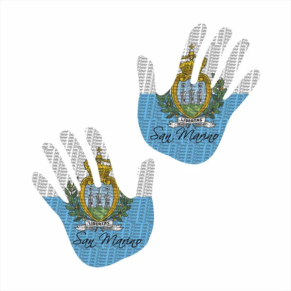 Illustration Vectorielle Dessinée Main Avec Motif Drapeau San Marino Idéal — Image vectorielle