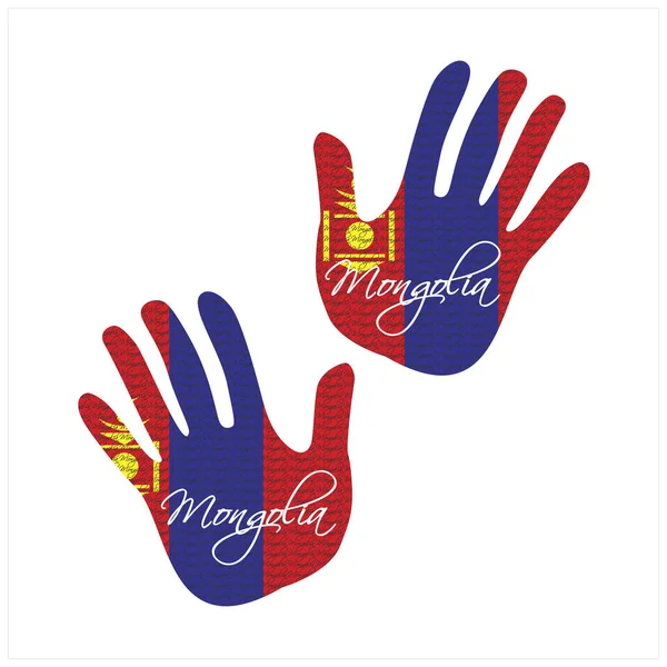 Handgezeichnete Vektor Illustration Mit Mongolei Flagge Hand Vektor Flagge Muster — Stockvektor