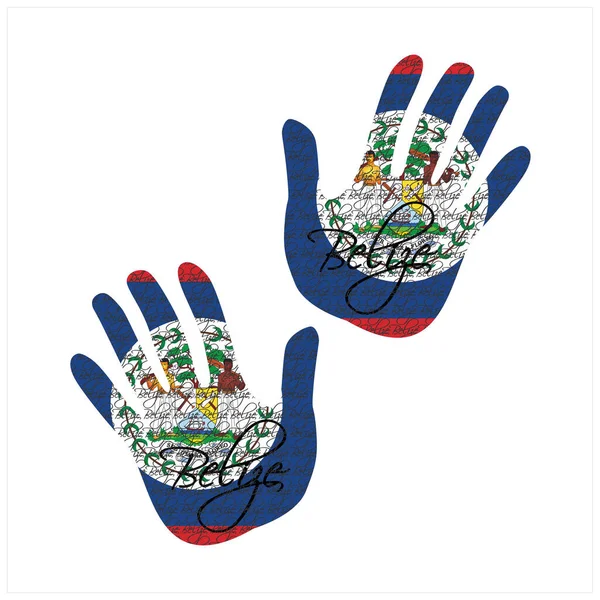 Illustration Vectorielle Dessinée Main Avec Motif Drapeau Belize Idéal Pour — Image vectorielle