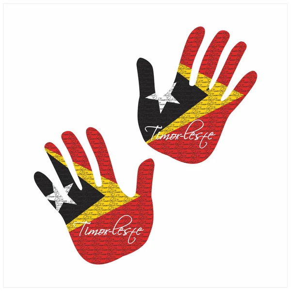 Ilustrasi Vektor Gambar Tangan Dengan Pola Bendera Timor Timur Bagus - Stok Vektor