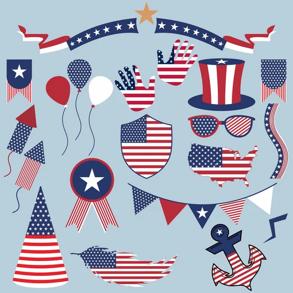 Великий Набір Іконок Дня Американської Незалежності Щасливий Липня Акція Векторні — стоковий вектор