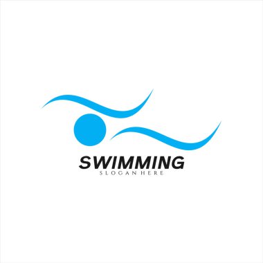 Yüzme logosu şirket sporu veya sörf ürünleri için uygun