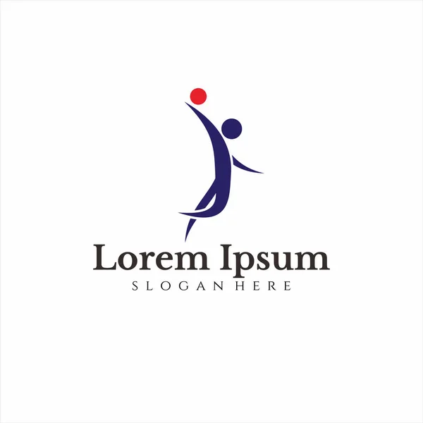 Basketbolcu kavramına sahip basketbol logosu topu basketbol kulübü için uygun potaya koyuyor.