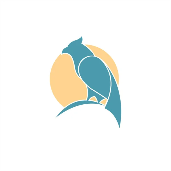 Logotipo Pájaro Encaramado Con Fondo Solar Adecuado Para Uso Compañía — Vector de stock