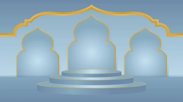 Pódio Islâmico Exibir Decoração Fundo Com Ornamento Árabe Ilustração Vetorial — Vetor de Stock